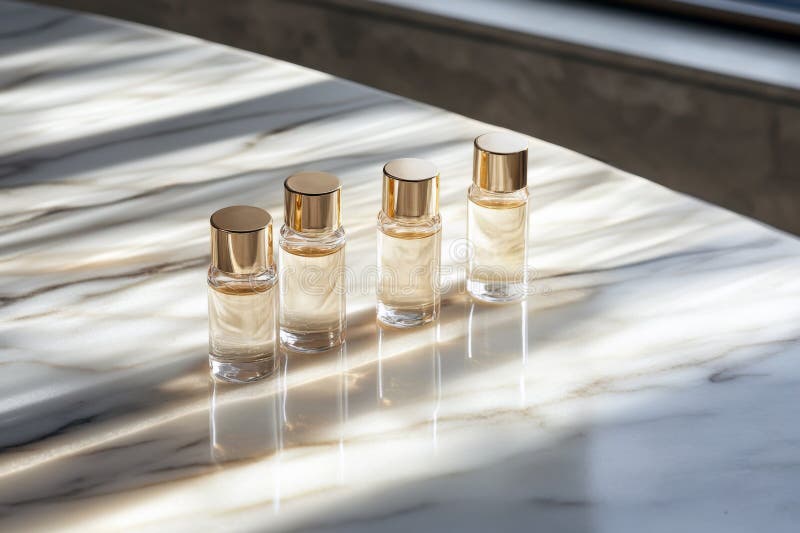 Premium serum bottles on marble
